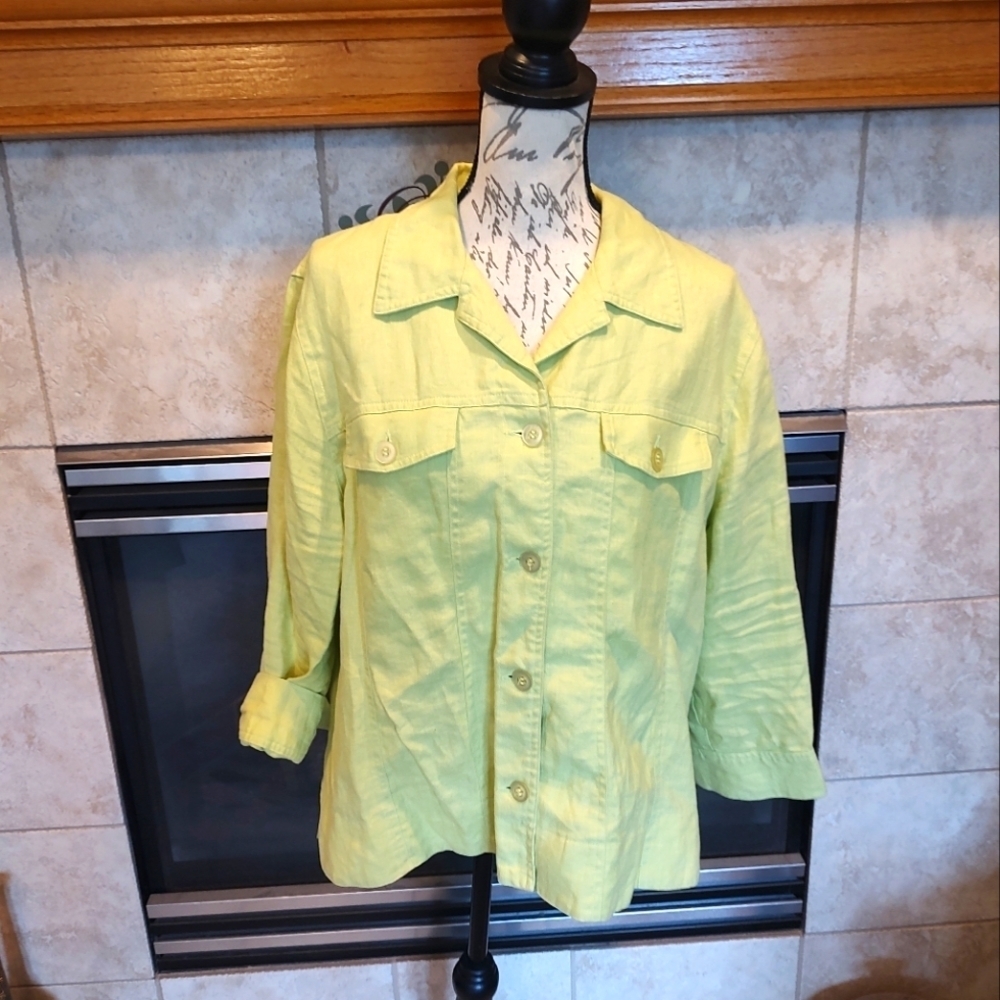 Susan Bristol XL Lime Green Linen Jacket!